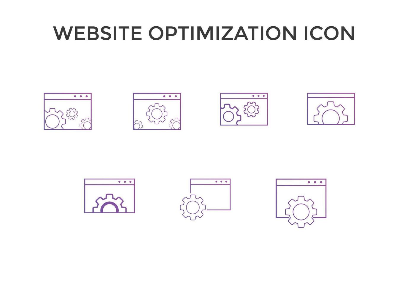 website optimalisatie pictogrammen. website bladzijde ontwikkeling symbool icoon. concept voor seo en web ontwerp vector