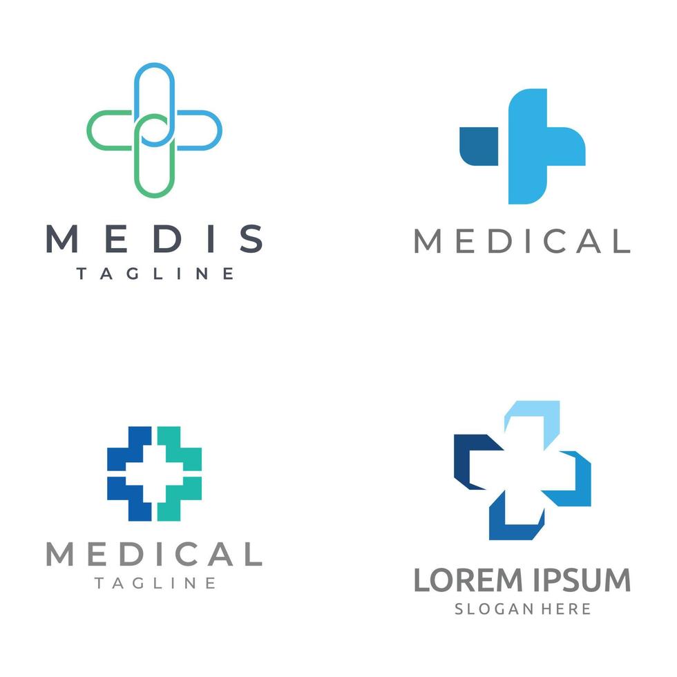 medisch teken logo gebruik makend van een gemakkelijk en modern plus teken, embleem; voor medisch, apotheek, apotheek, ziekenhuis.met sjabloon vector illustratie.