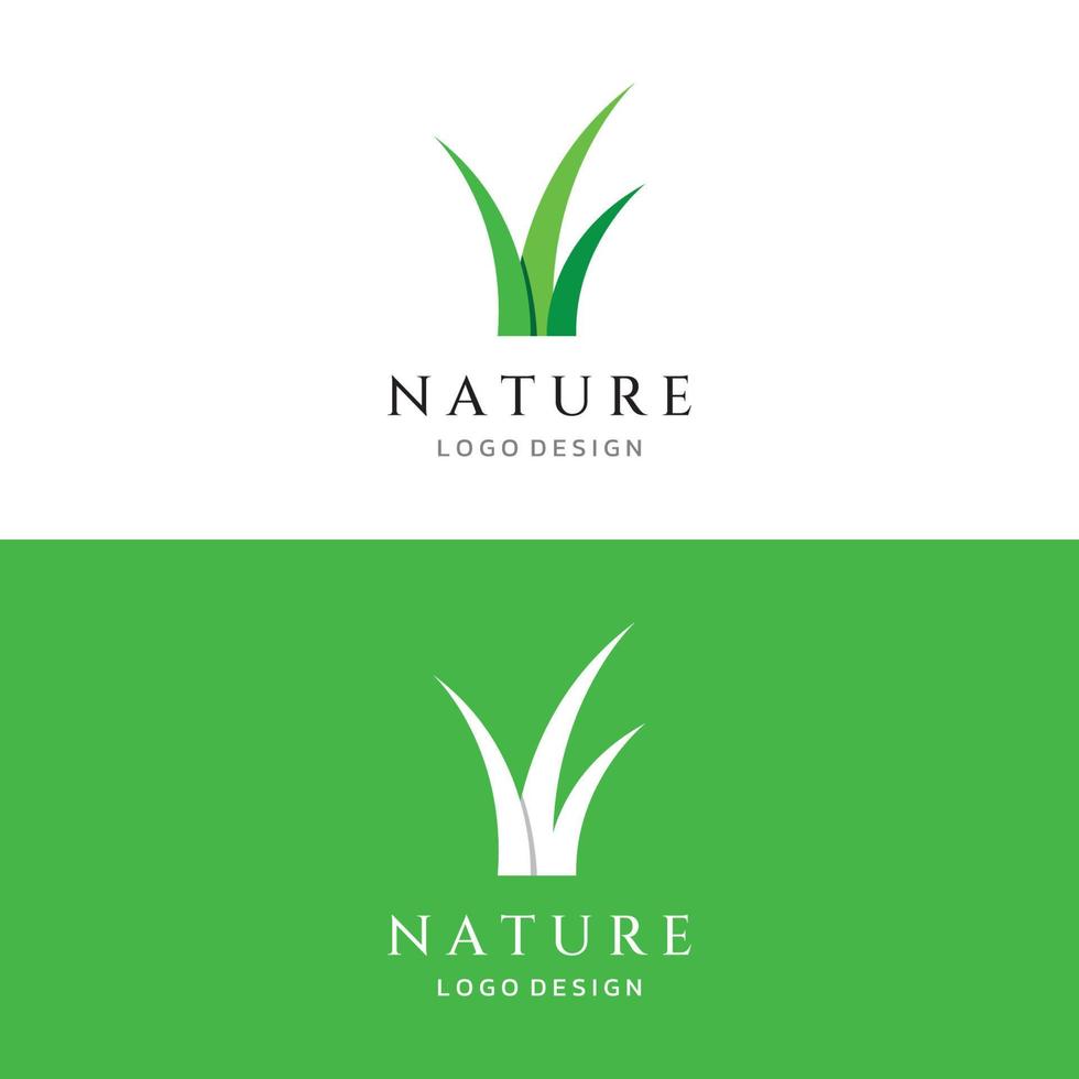 natuurlijk groen gras, weide, en gemaaid gras element logo in voorjaar vector logo ontwerp sjabloon.