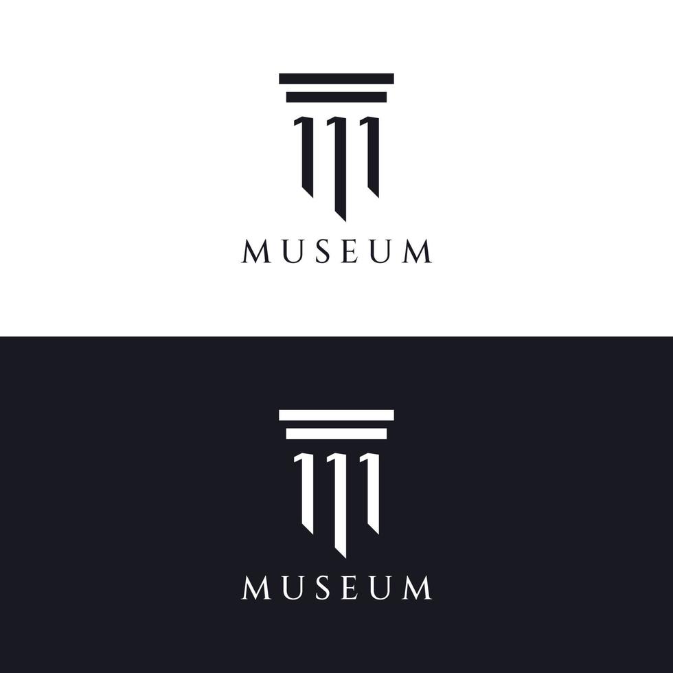 musea, museum kolommen, museum lijnen, museum pijler logo's. musea met minimalistische en modern concepten. logos kan worden gebruikt voor bedrijven, musea en ondernemingen. vector