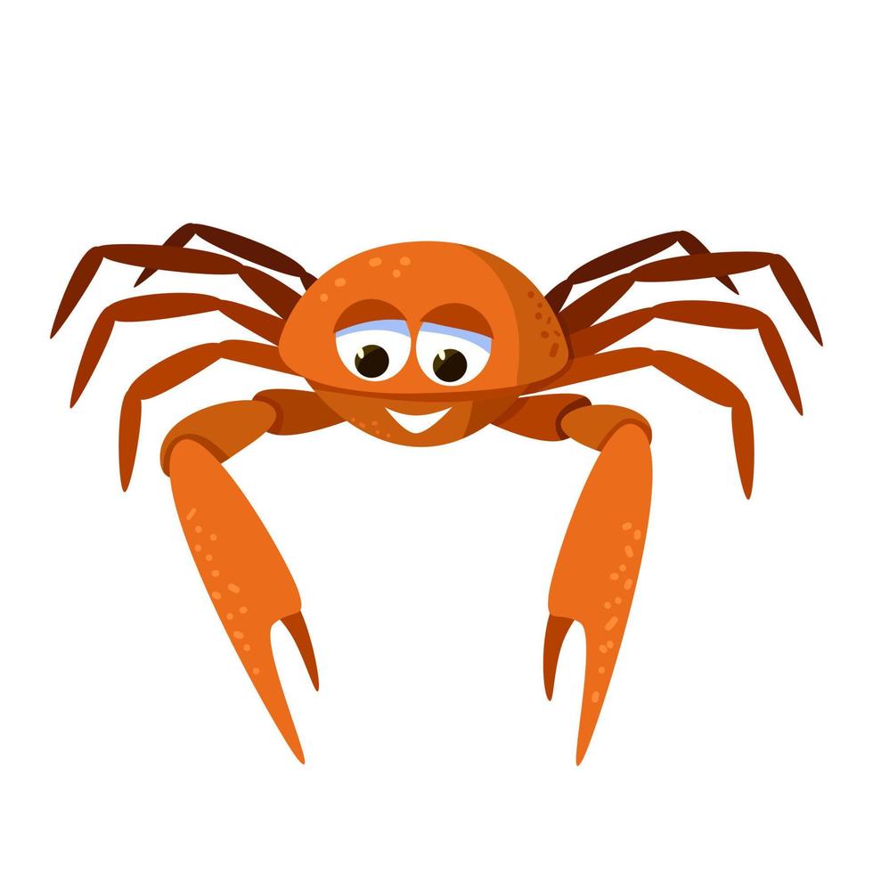 tekenfilm schattig krab. marinier breed gebouwd decapod schaaldier mascotte. vector