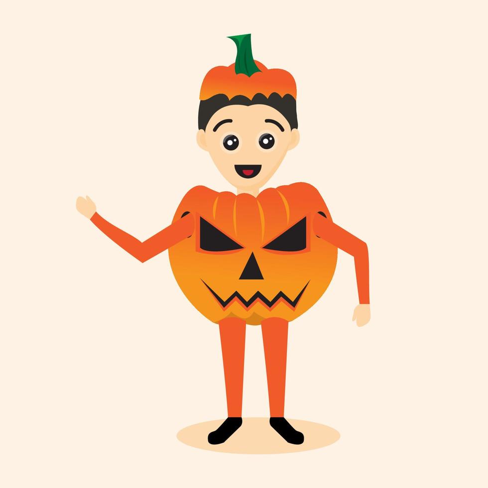 halloween viering gebruik makend van pompoen kostuum vector