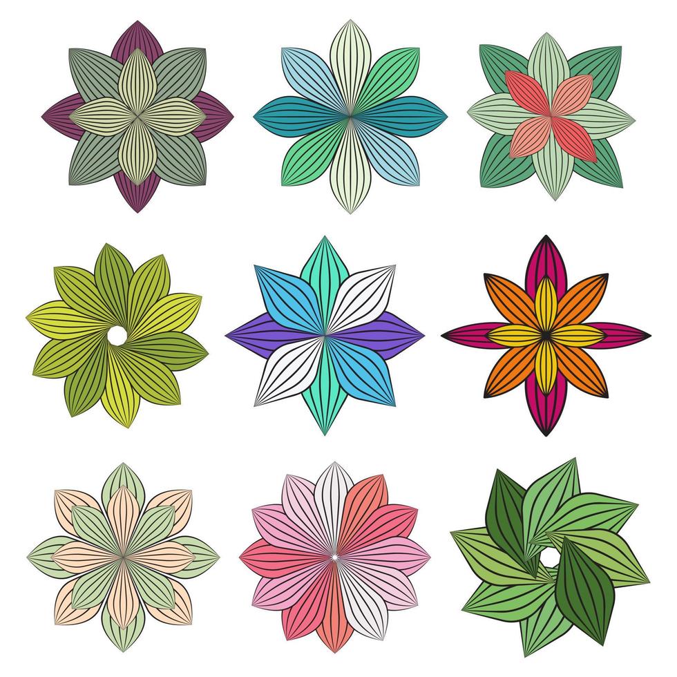 verzameling van kleurrijk abstract bloem pictogrammen. abstract ronde bloemen vector