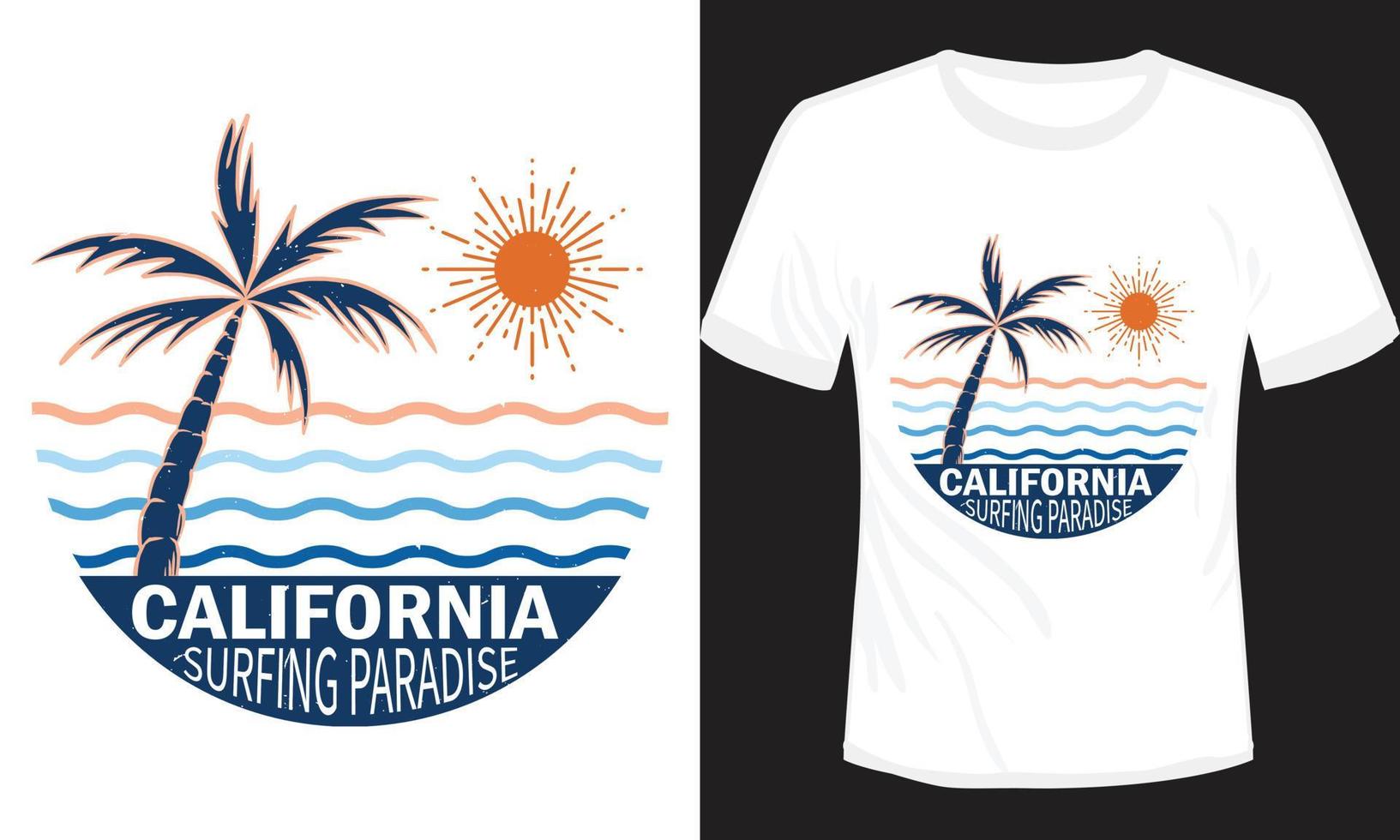 Californië surfing paradijs t-shirt ontwerp vector