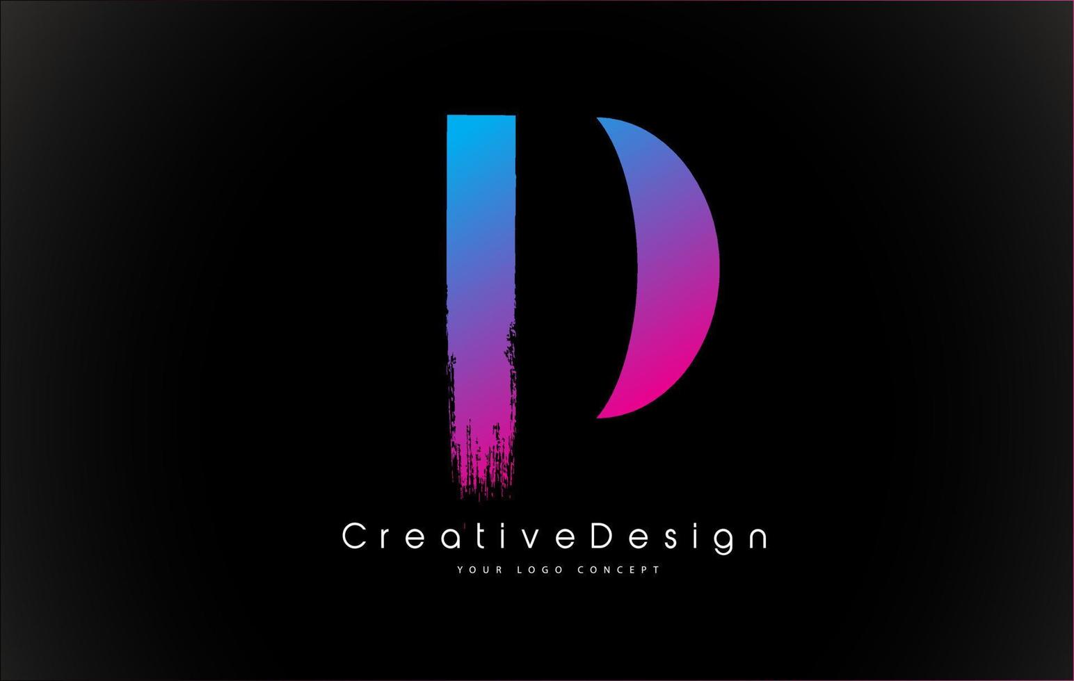 d letter logo-ontwerp met creatieve roze paarse penseelstreek vector