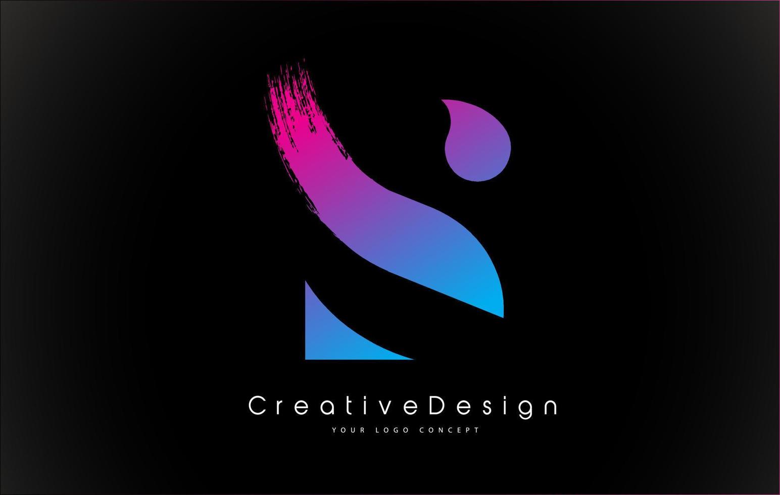 s letter logo-ontwerp met creatieve roze paarse penseelstreek. vector