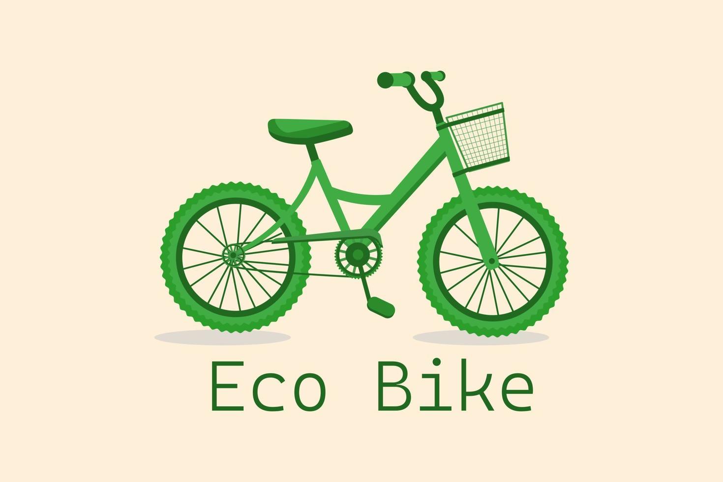 Gaan fiets voor groen reizen. eco technologie symbool. schattig fiets voor mensen en bescherming de omgeving. geïsoleerd illustratie Aan kleur achtergrond. vector illustratie.