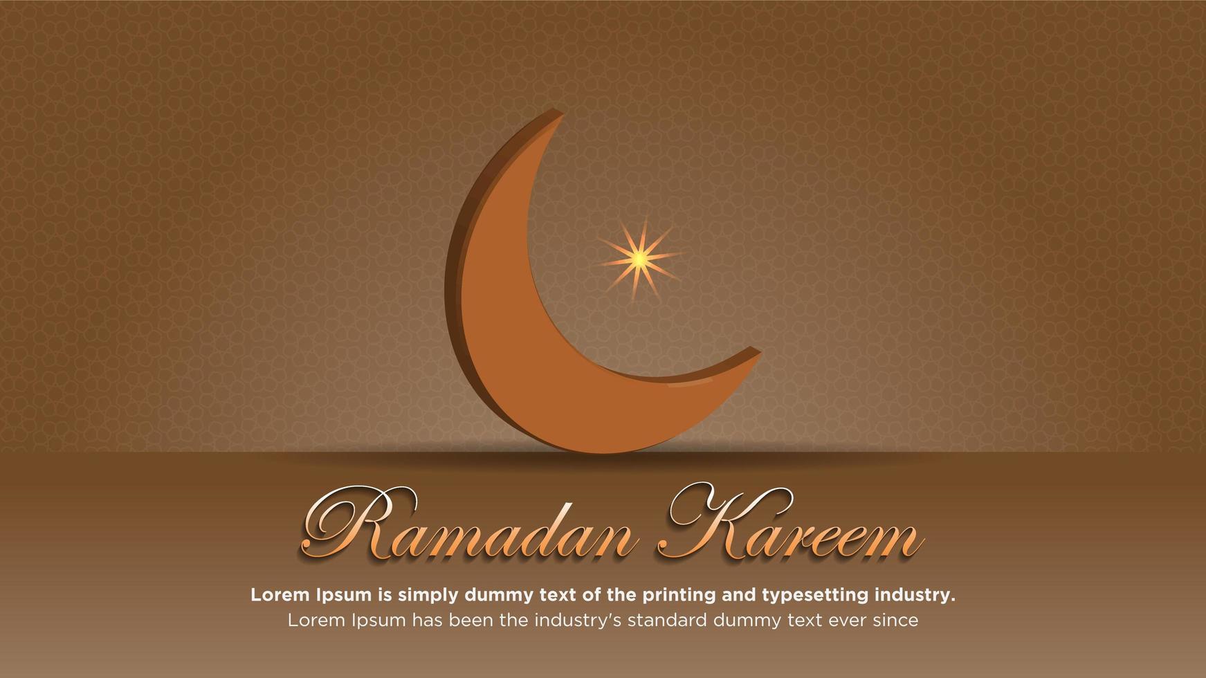 ramadan poster met maan en patroon in bruin vector