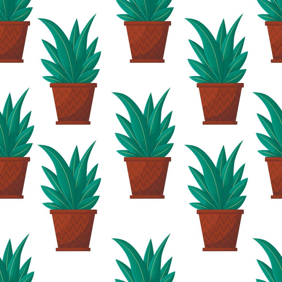 naadloos patroon met een mooi lang groen bloem in een pot met een helling geïsoleerd Aan een wit achtergrond vector