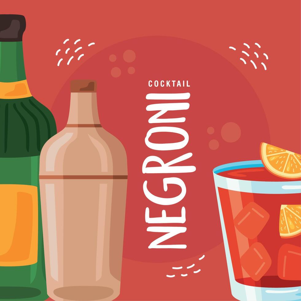 negroni belettering met cocktail vector