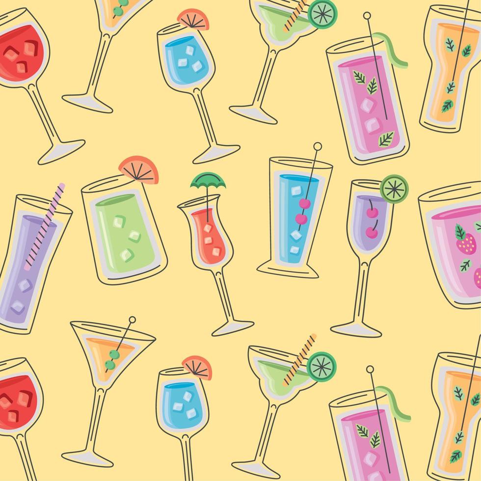 cocktails en drankjes patroon vector