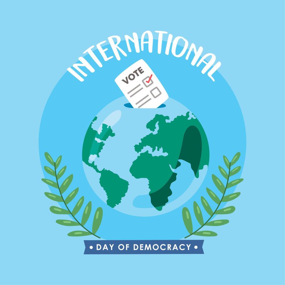 Internationale dag democratie belettering kaart vector