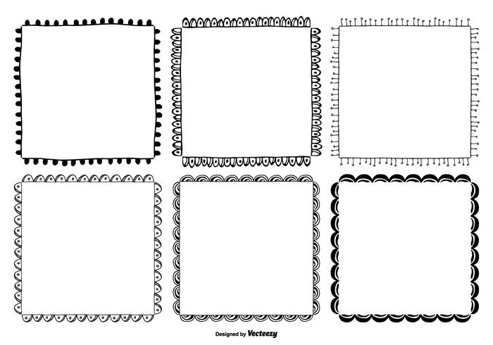 Leuke Handgetekende Stijl Frame Set vector