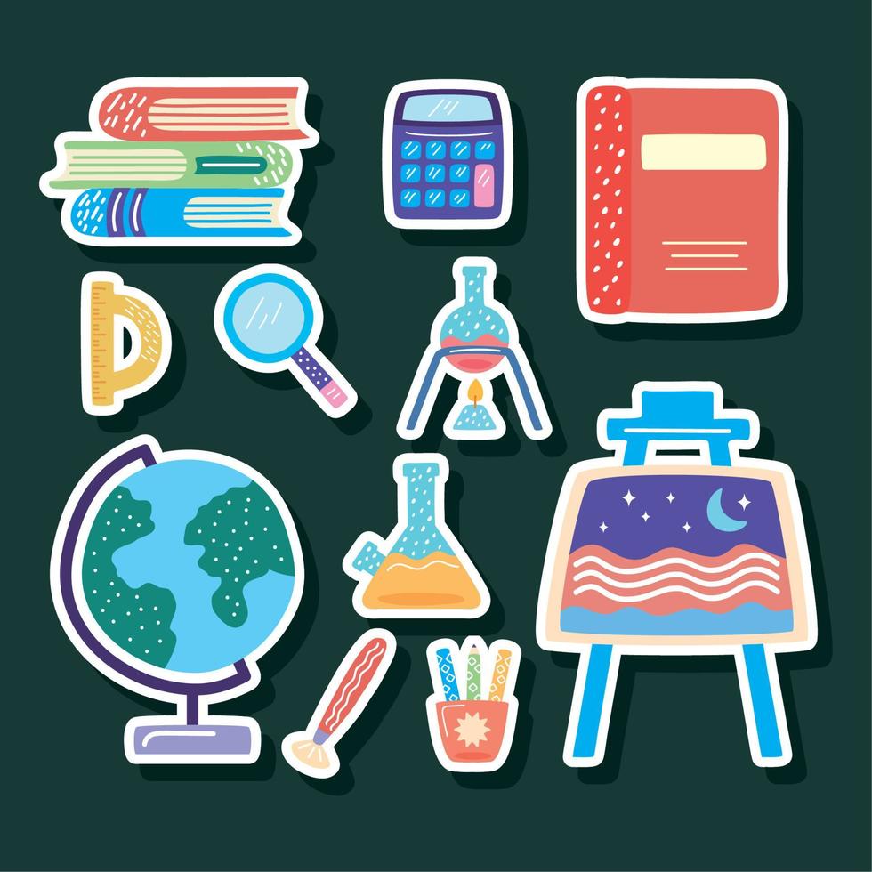 elf school- onderwerpen pictogrammen vector