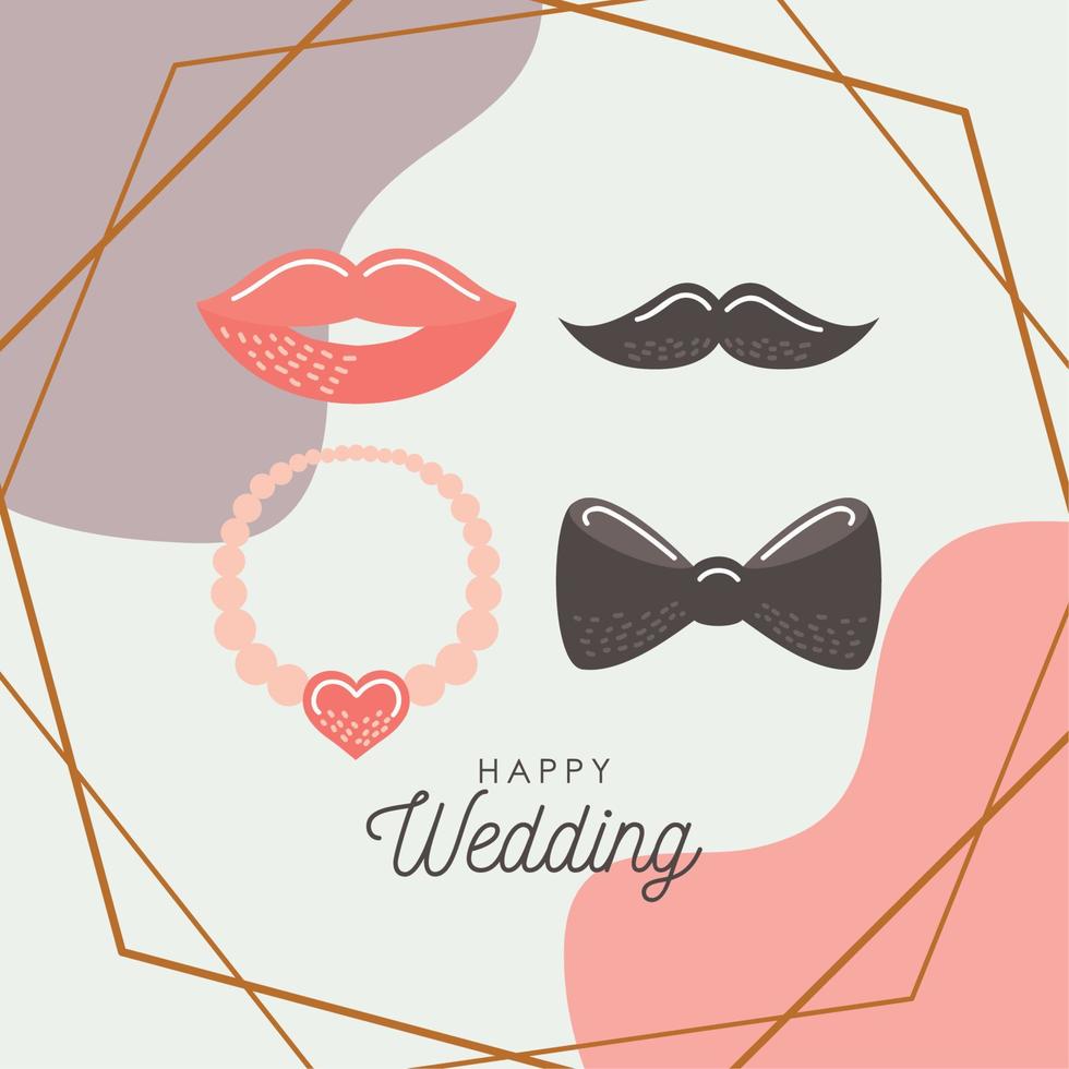 bruiloft poster met pictogrammen vector