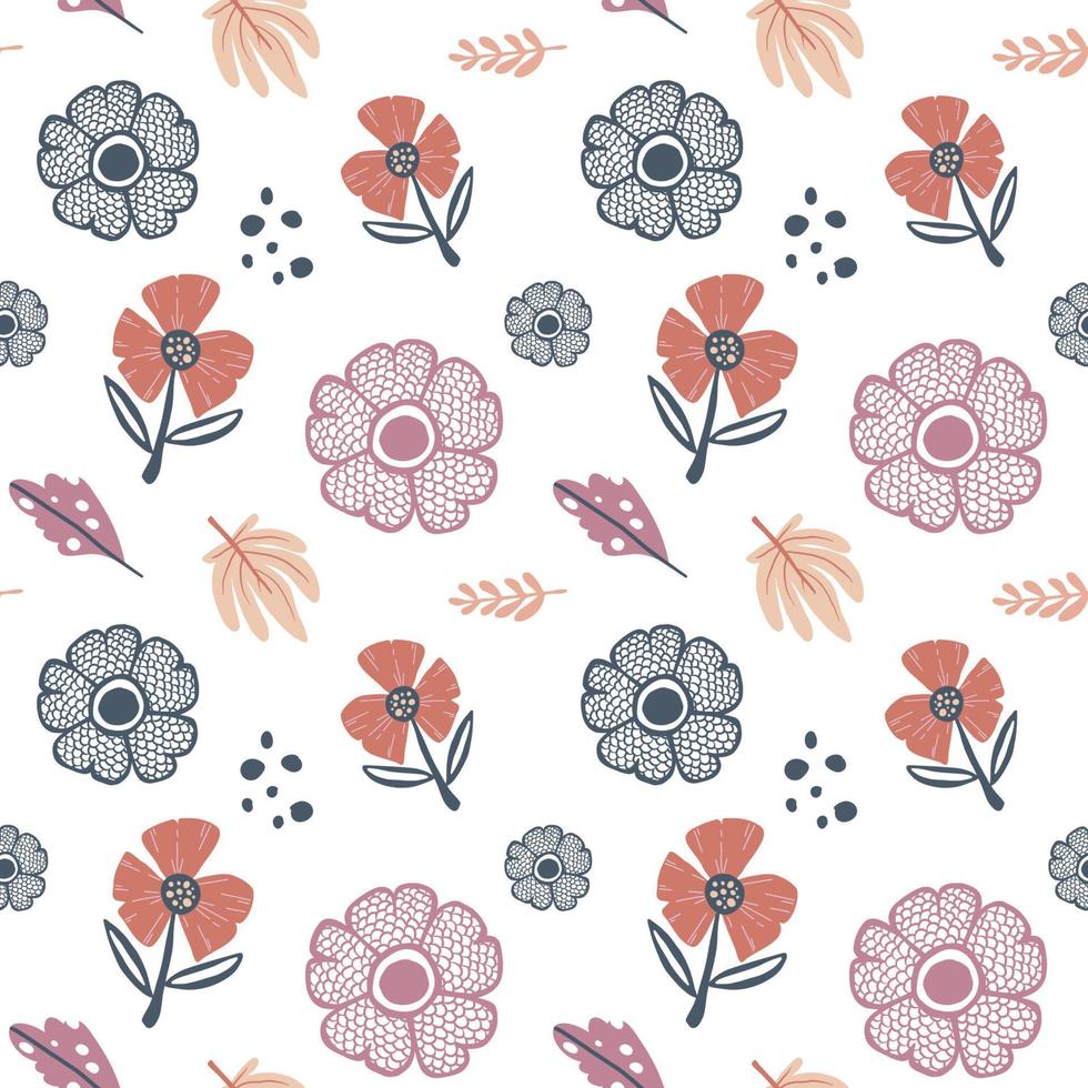 pastel bloemen patroon in hand- getrokken stijl en wit backdrop vector