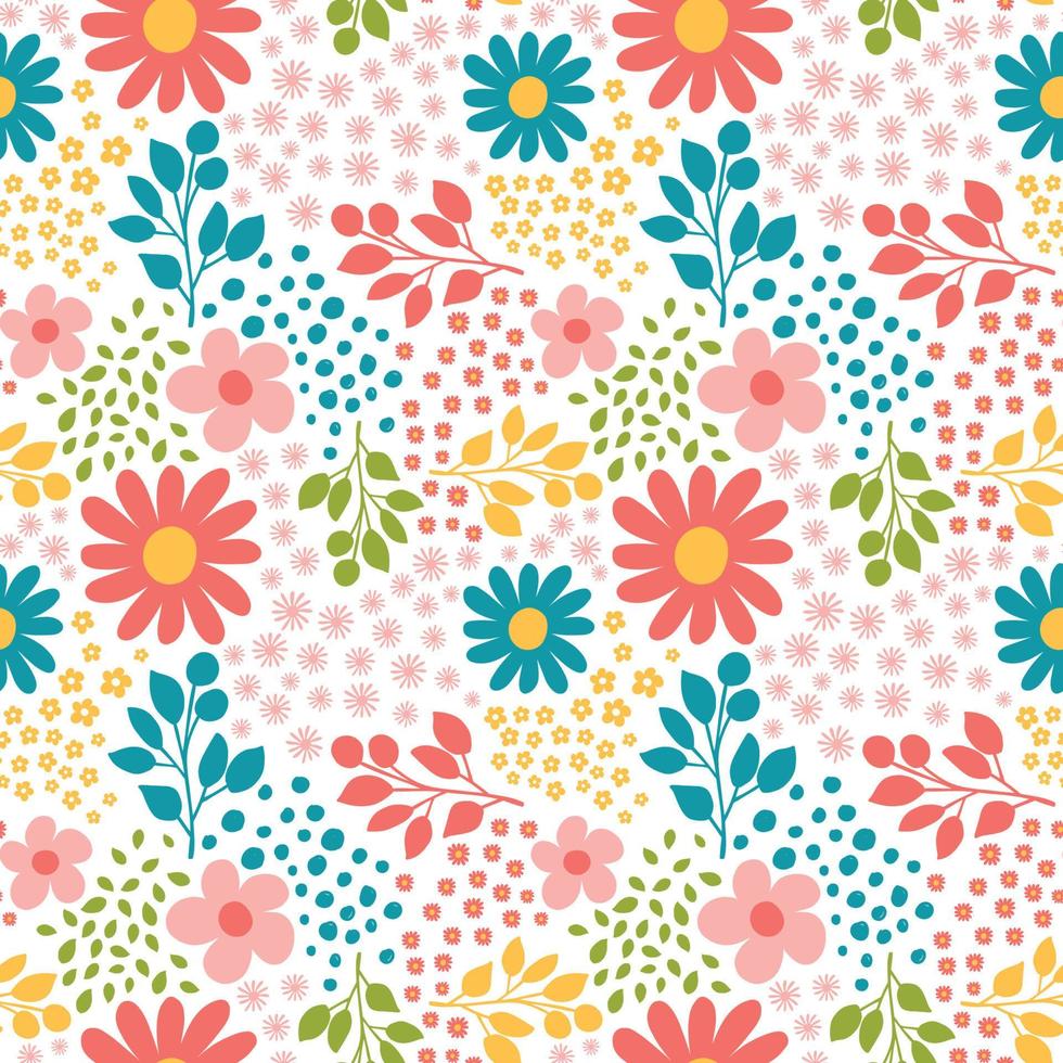 kleurrijk schattig bloemen naadloos patroon in hand- getrokken stijl vector