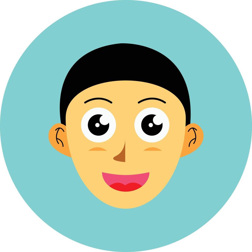 gezicht of hoofd van een jongen met glimlach uitdrukking vlak vector illustratie voor ontwerp element
