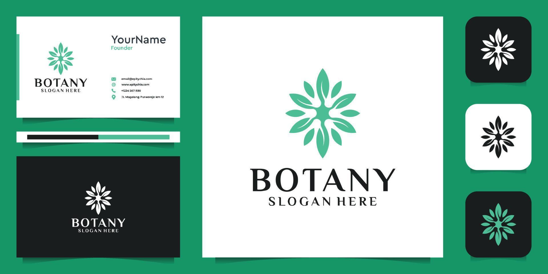 vrouwelijk blad bloem logo en patroon reeks vector