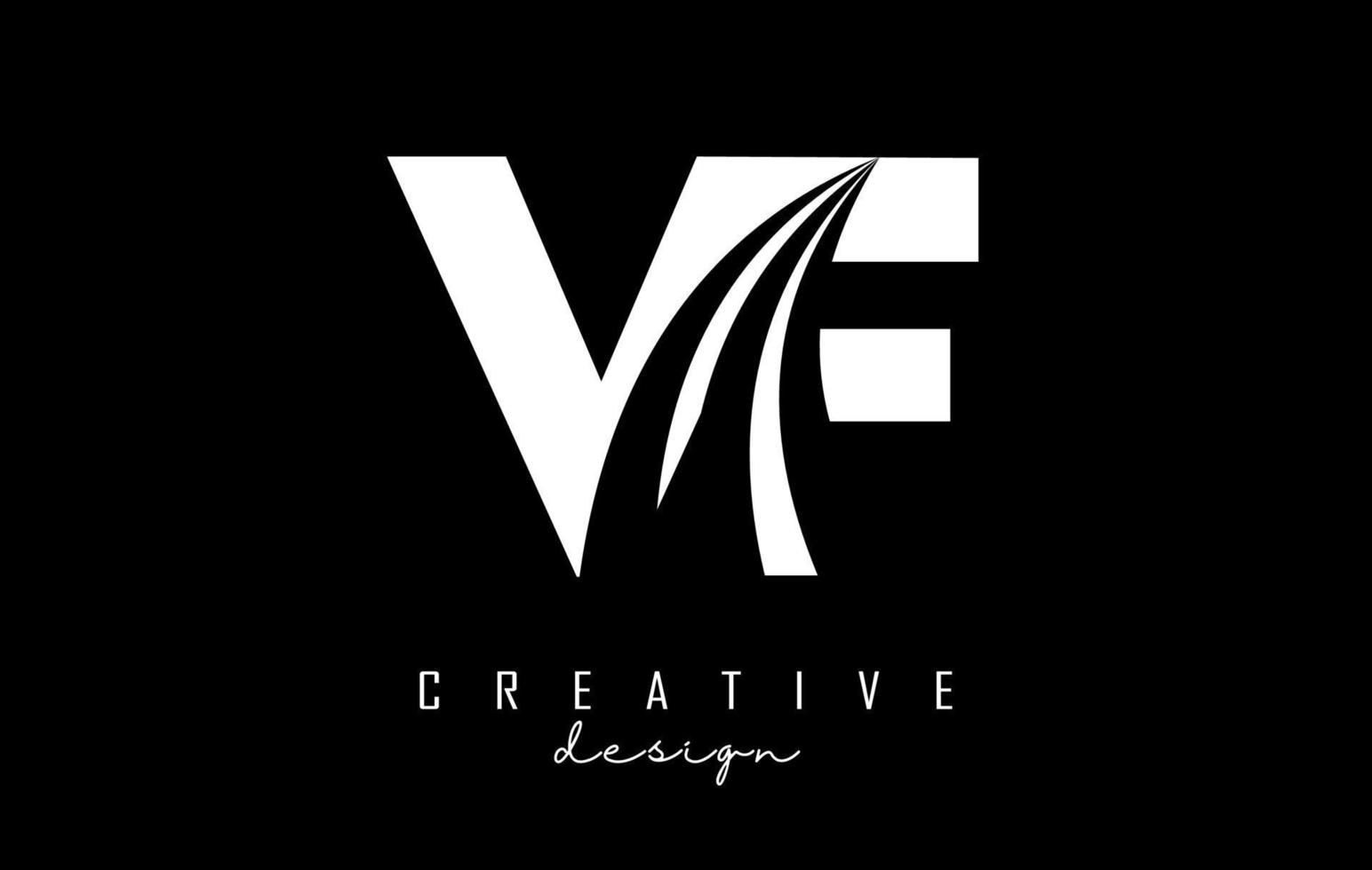 creatief wit brieven vf v f logo met leidend lijnen en weg concept ontwerp. brieven met meetkundig ontwerp. vector