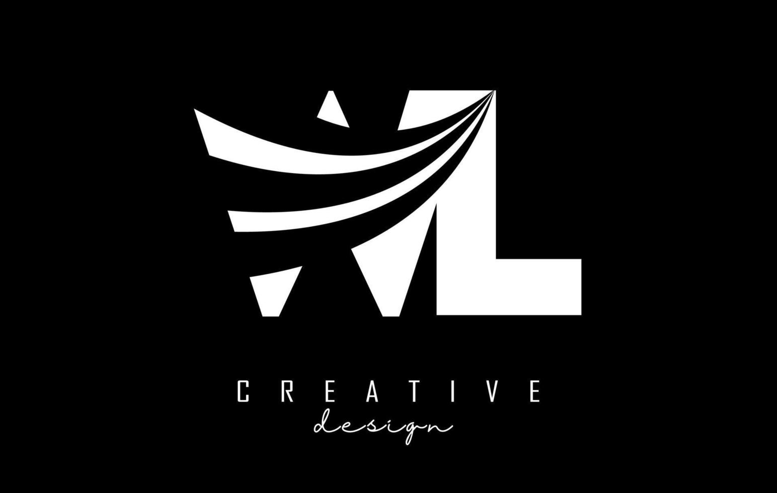 creatief wit brieven wl w l logo met leidend lijnen en weg concept ontwerp. brieven met meetkundig ontwerp. vector