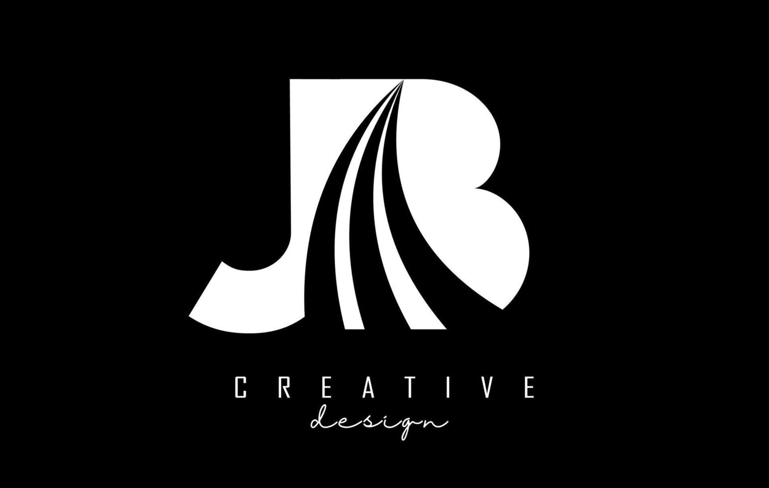 creatief wit brieven jb j b logo met leidend lijnen en weg concept ontwerp. brieven met meetkundig ontwerp. vector