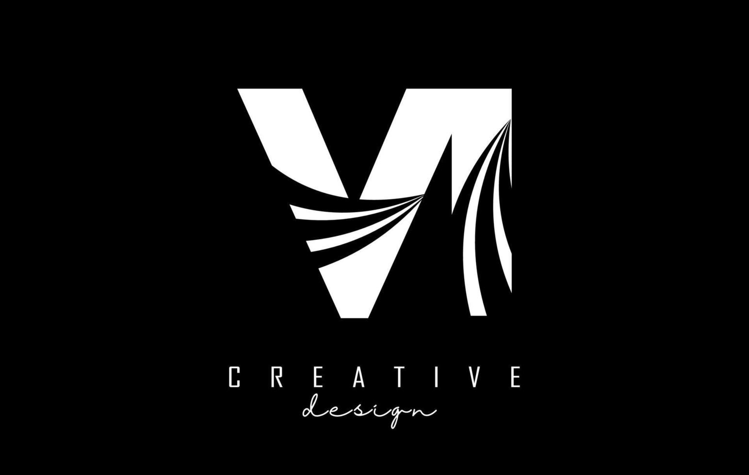 creatief wit brieven vi v ik logo met leidend lijnen en weg concept ontwerp. brieven met meetkundig ontwerp. vector