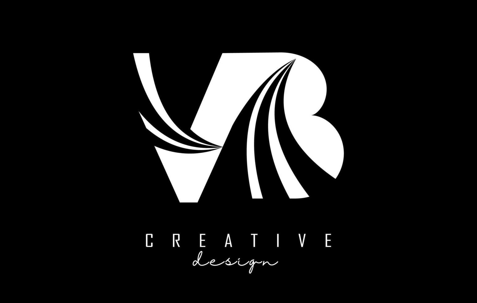 creatief wit brieven vb v b logo met leidend lijnen en weg concept ontwerp. brieven met meetkundig ontwerp. vector