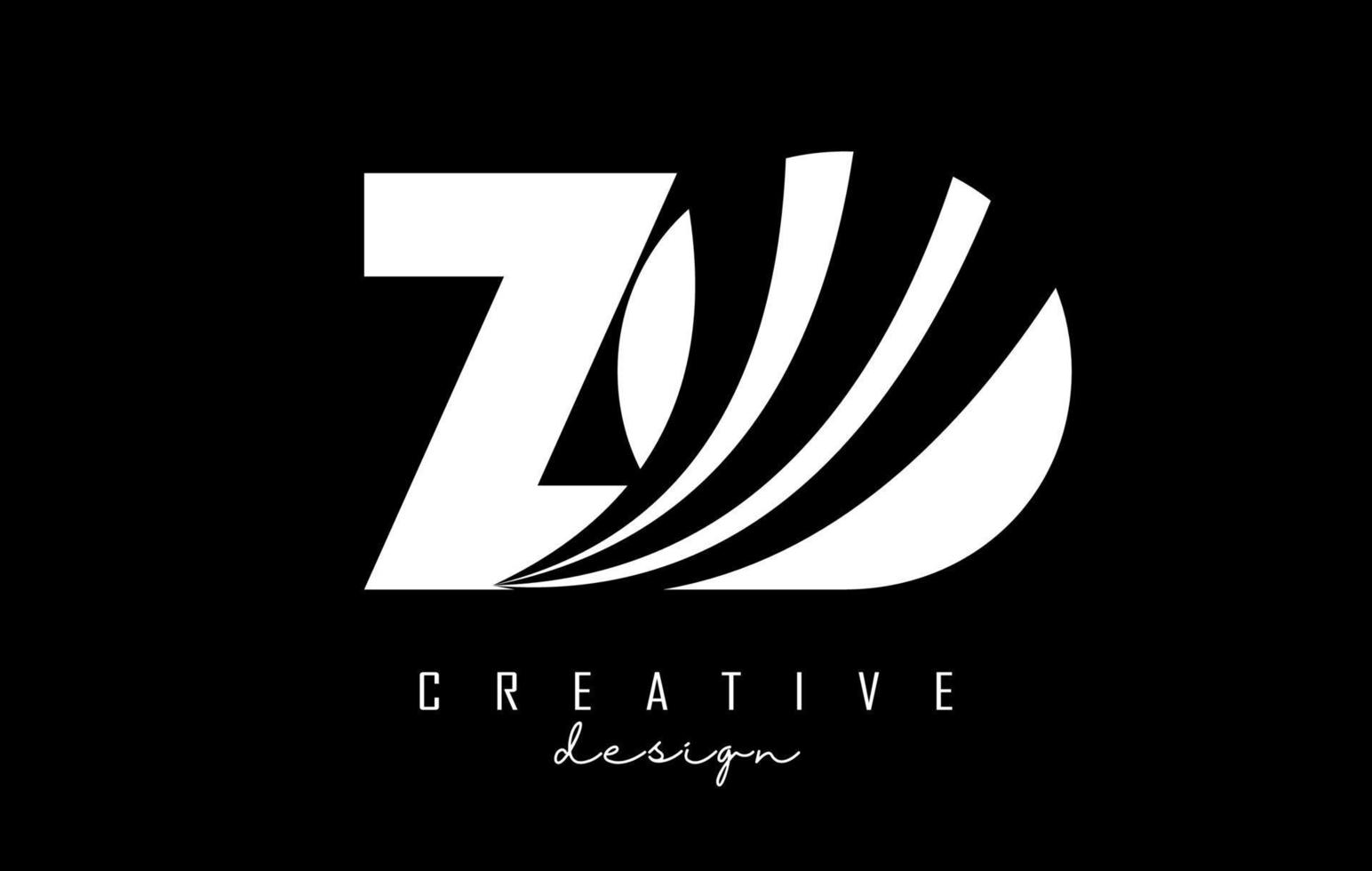 creatief wit brieven zo z O logo met leidend lijnen en weg concept ontwerp. brieven met meetkundig ontwerp. vector