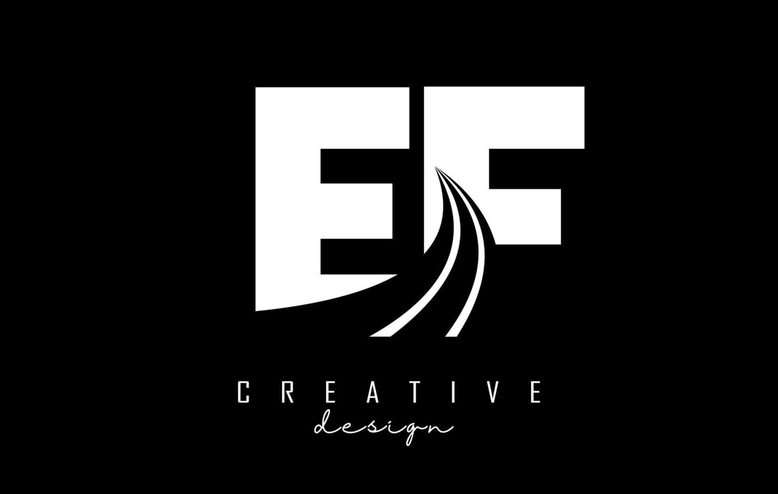 creatief wit brieven ef e f logo met leidend lijnen en weg concept ontwerp. brieven met meetkundig ontwerp. vector