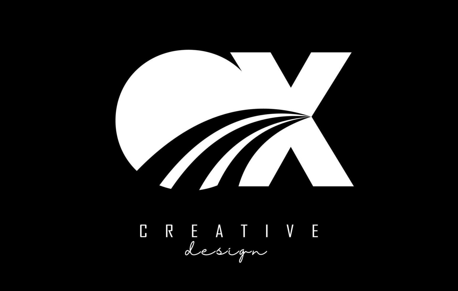 creatief wit brieven os O X logo met leidend lijnen en weg concept ontwerp. brieven met meetkundig ontwerp. vector