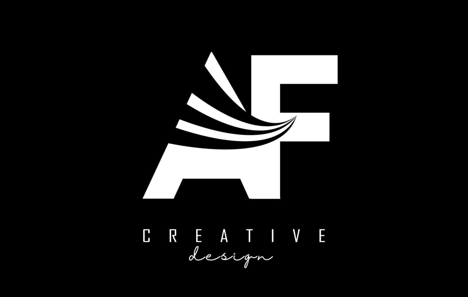 wit brieven af een f logo met leidend lijnen en weg concept ontwerp. brieven met meetkundig ontwerp. vector