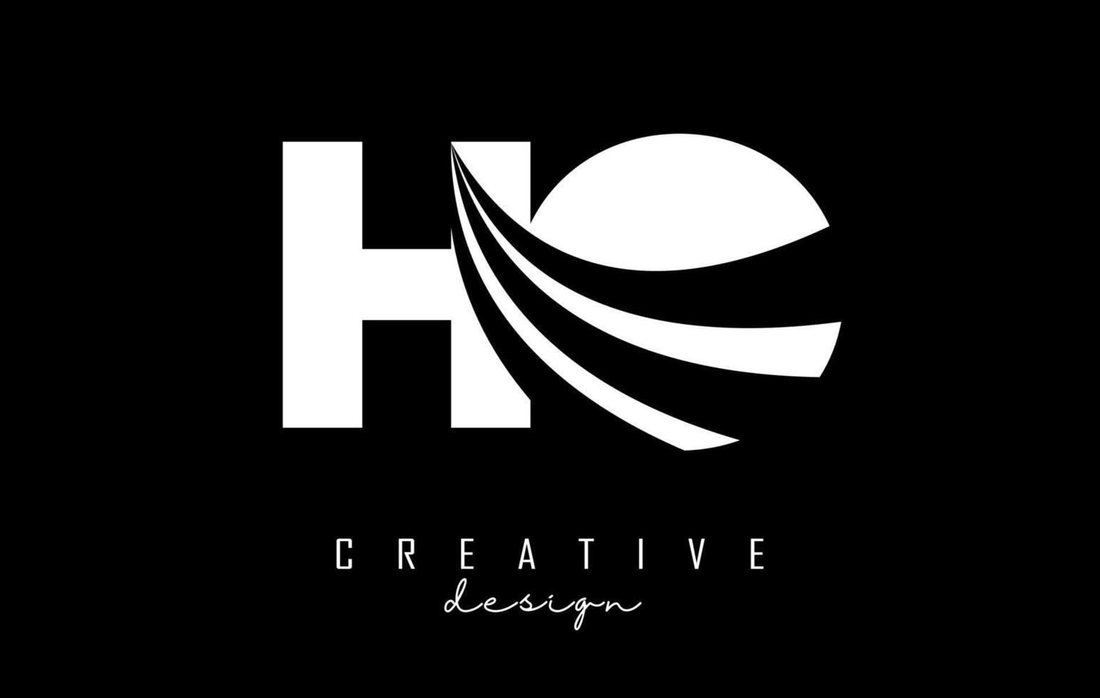 creatief wit brieven ho h O logo met leidend lijnen en weg concept ontwerp. brieven met meetkundig ontwerp. vector