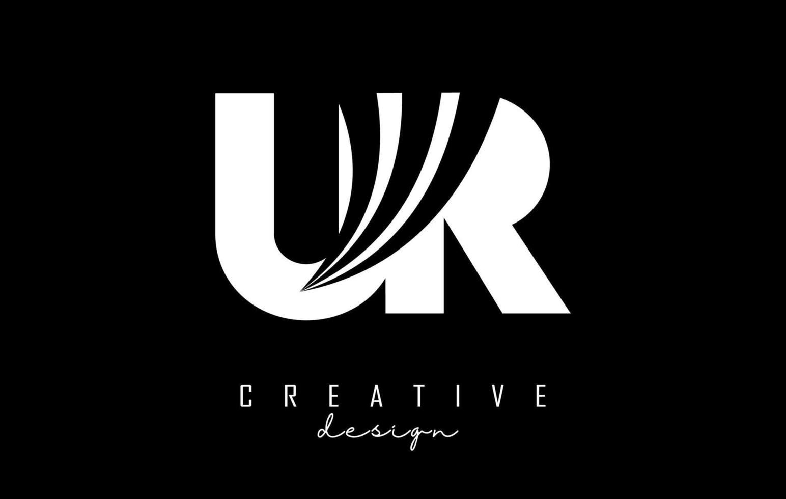 creatief wit brieven ur u r logo met leidend lijnen en weg concept ontwerp. brieven met meetkundig ontwerp. vector