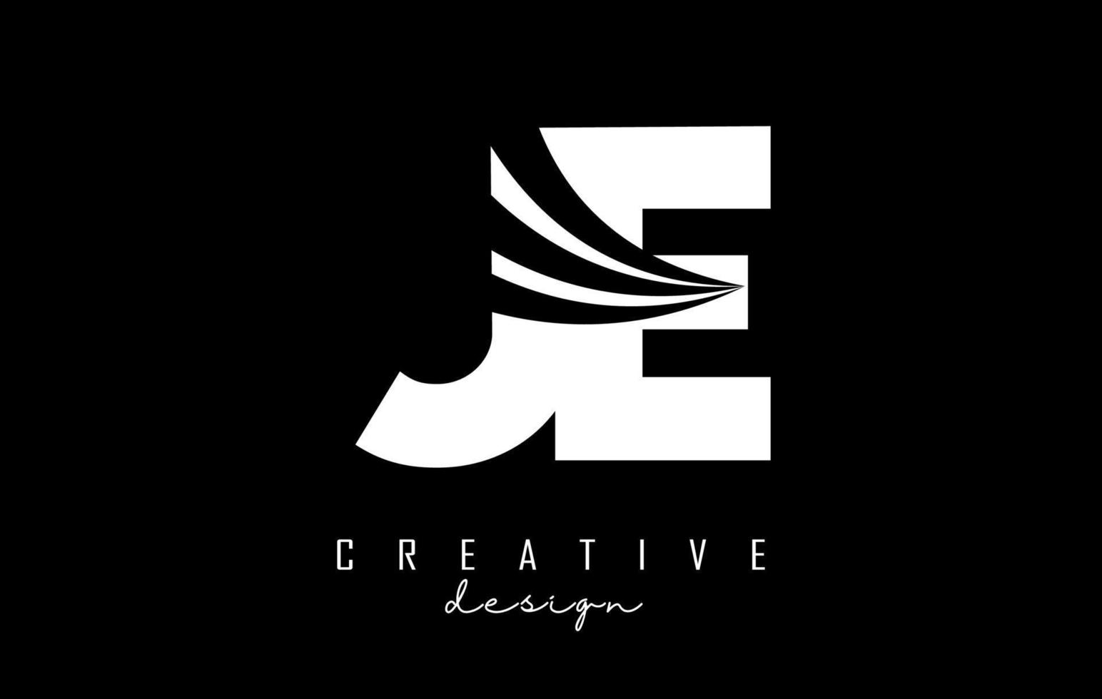 creatief wit brieven je j e logo met leidend lijnen en weg concept ontwerp. brieven met meetkundig ontwerp. vector