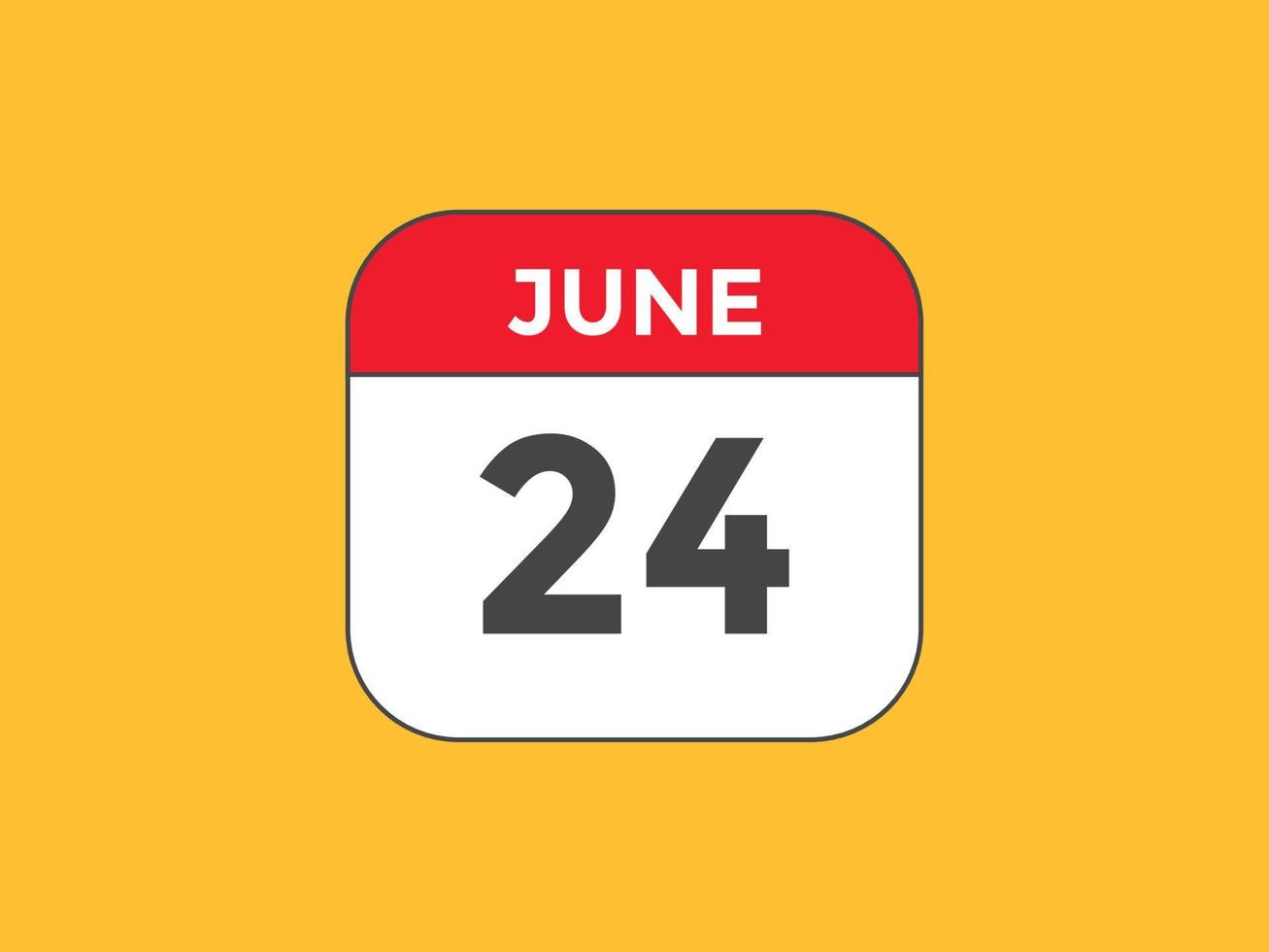 juni 24 kalender herinnering. 24e juni dagelijks kalender icoon sjabloon. kalender 24e juni icoon ontwerp sjabloon. vector illustratie