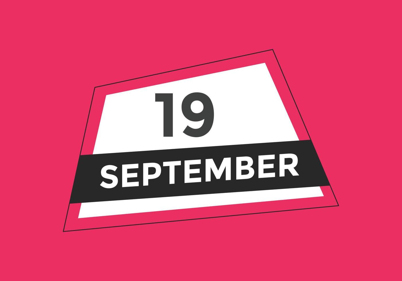 september 19 kalender herinnering. 19e september dagelijks kalender icoon sjabloon. kalender 19e september icoon ontwerp sjabloon. vector illustratie