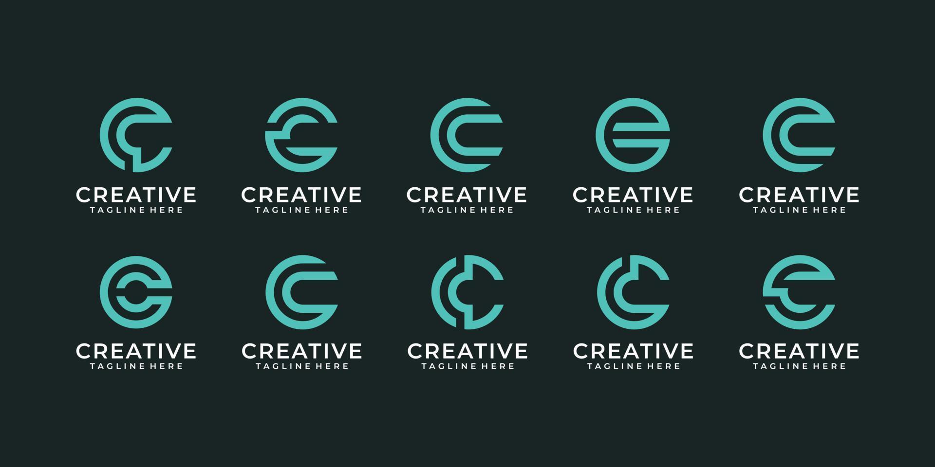 reeks van creatief eerste brief c logo ontwerp verzameling sjabloon. pictogrammen voor bedrijf van luxe, elegant, gemakkelijk. vector