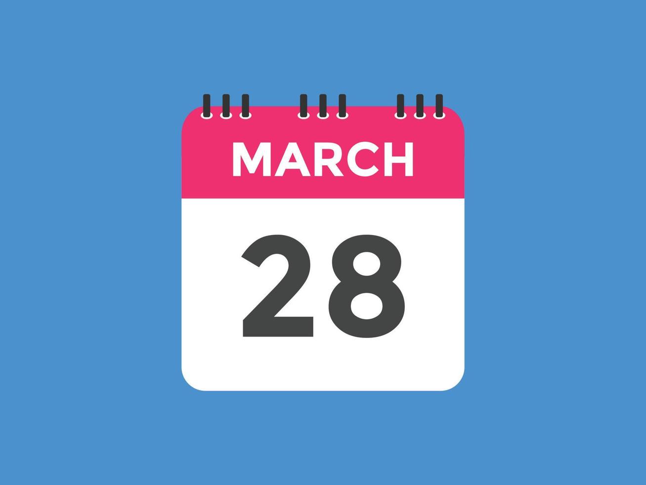 maart 28 kalender herinnering. 28e maart dagelijks kalender icoon sjabloon. kalender 28e maart icoon ontwerp sjabloon. vector illustratie