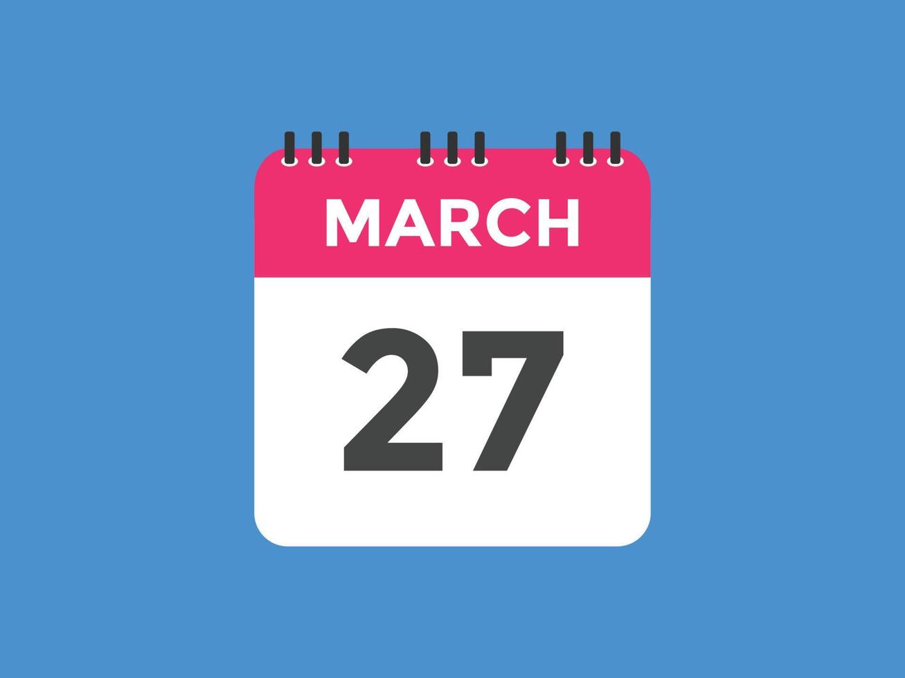maart 27 kalender herinnering. 27e maart dagelijks kalender icoon sjabloon. kalender 27e maart icoon ontwerp sjabloon. vector illustratie