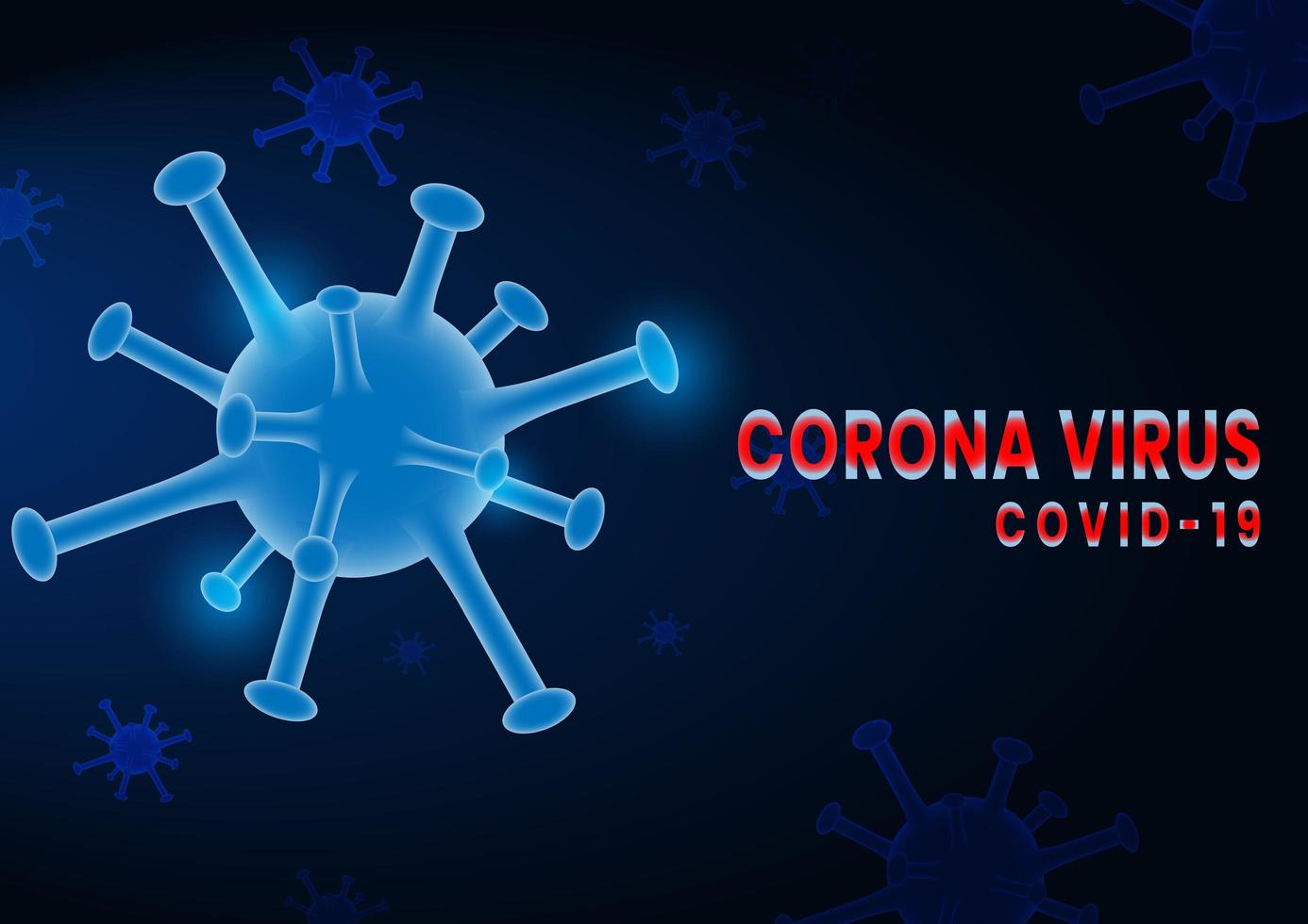 coronavirus covid-2019 op donkerblauwe achtergrond vector