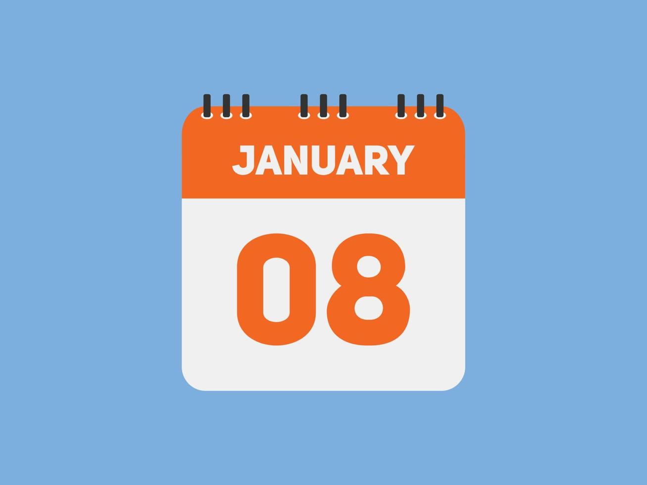 januari 8 kalender herinnering. 8e januari dagelijks kalender icoon sjabloon. kalender 8e januari icoon ontwerp sjabloon. vector illustratie