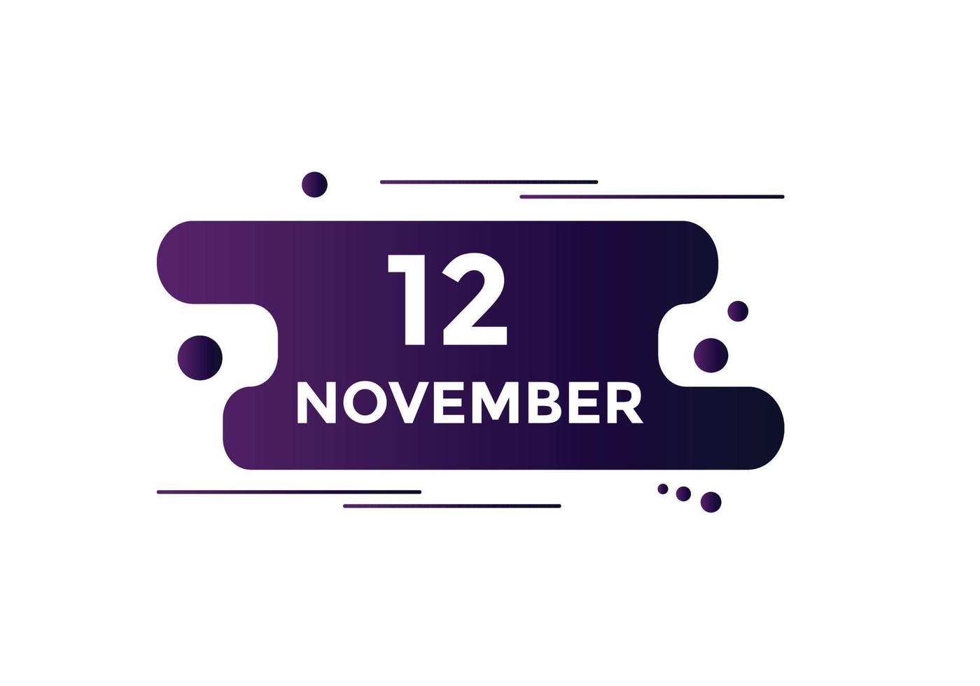 november 12 kalender herinnering. 12e november dagelijks kalender icoon sjabloon. kalender 12e november icoon ontwerp sjabloon. vector illustratie