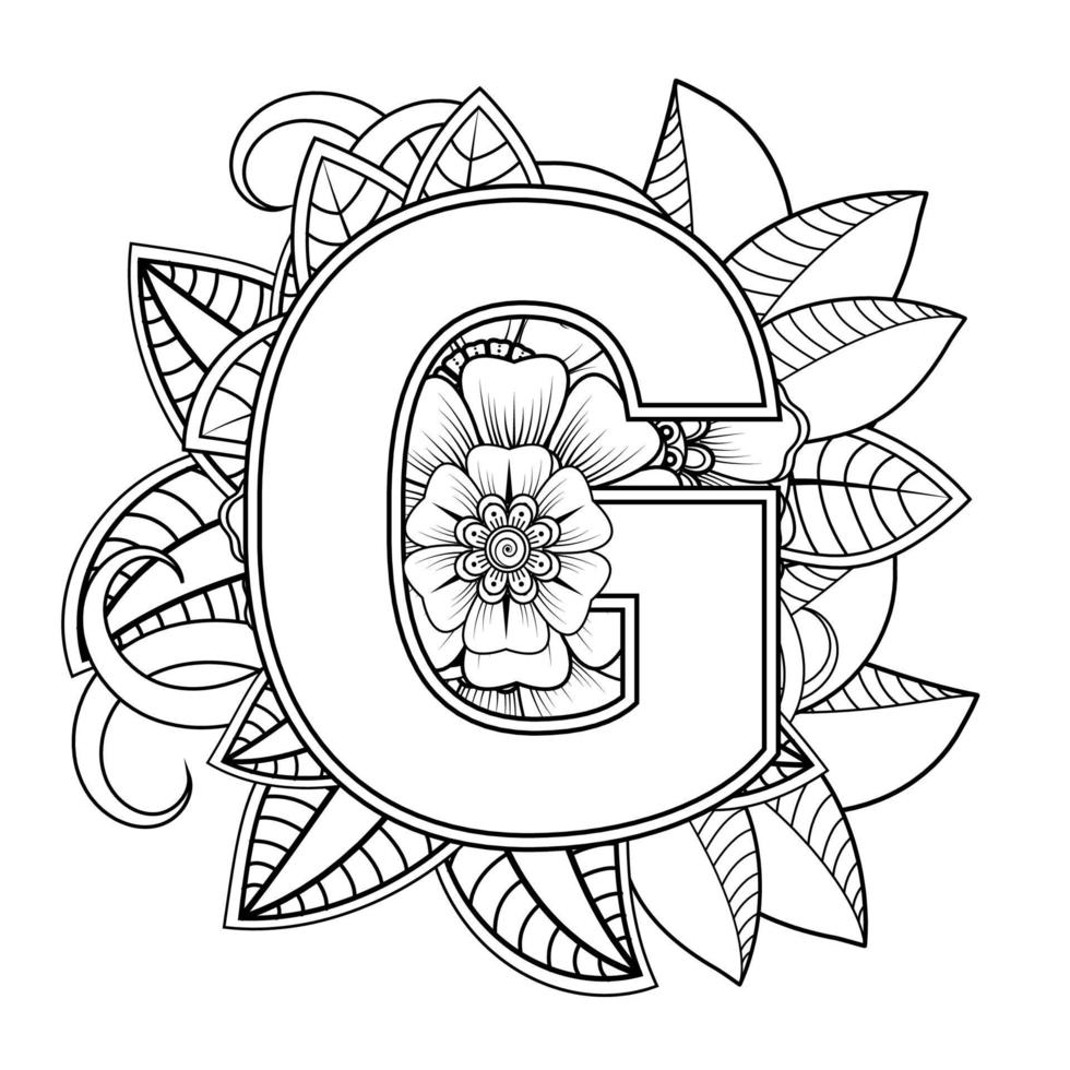 bloemen achtergrond met mehndi bloem. decoratief ornament in etnisch oosters stijl, tekening ornament, schets hand- tekenen. kleur boek bladzijde. vector