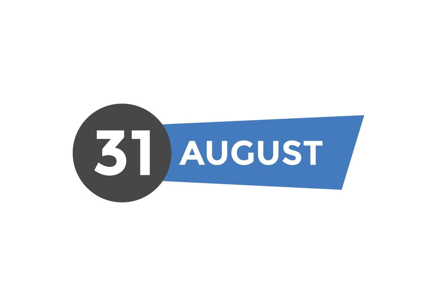 augustus 31 kalender herinnering. 31e augustus dagelijks kalender icoon sjabloon. kalender 31e augustus icoon ontwerp sjabloon. vector illustratie