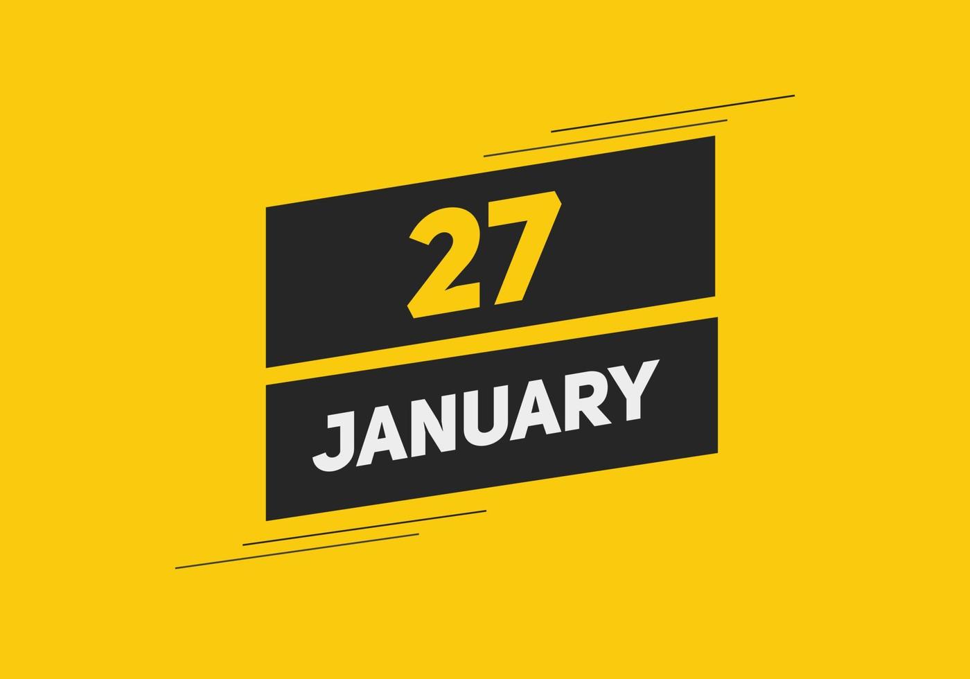 januari 27 kalender herinnering. 27e januari dagelijks kalender icoon sjabloon. kalender 27e januari icoon ontwerp sjabloon. vector illustratie