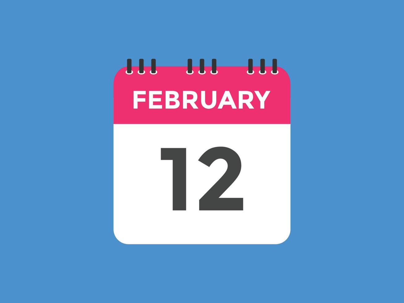 februari 12 kalender herinnering. 12e februari dagelijks kalender icoon sjabloon. kalender 12e februari icoon ontwerp sjabloon. vector illustratie