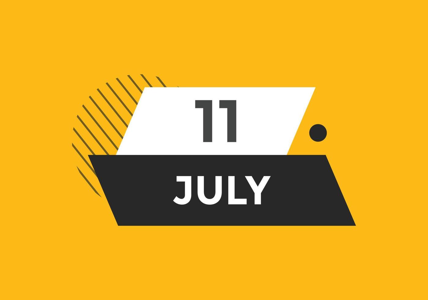 juli 11 kalender herinnering. 11e juli dagelijks kalender icoon sjabloon. kalender 11e juli icoon ontwerp sjabloon. vector illustratie