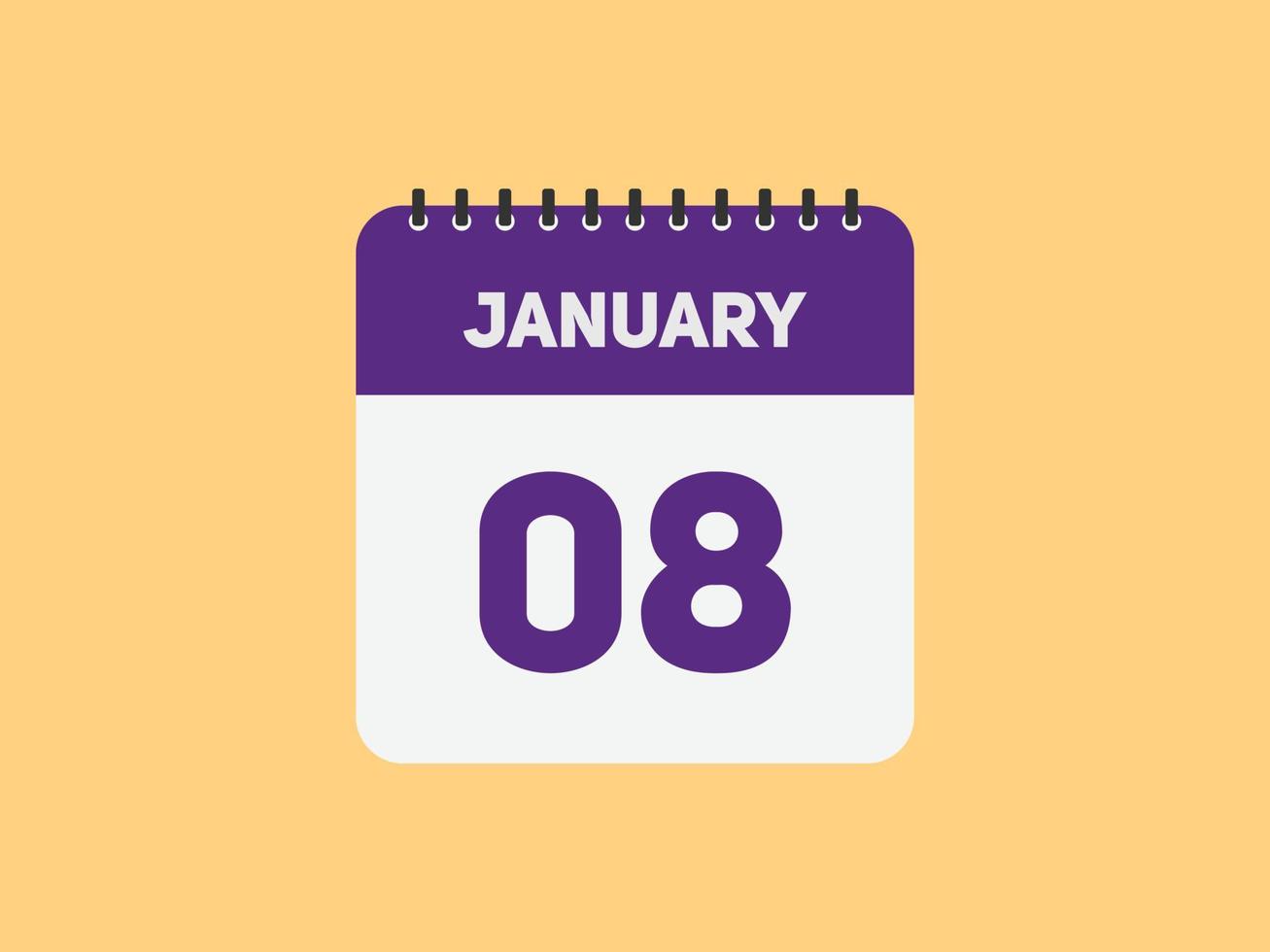 januari 8 kalender herinnering. 8e januari dagelijks kalender icoon sjabloon. kalender 8e januari icoon ontwerp sjabloon. vector illustratie