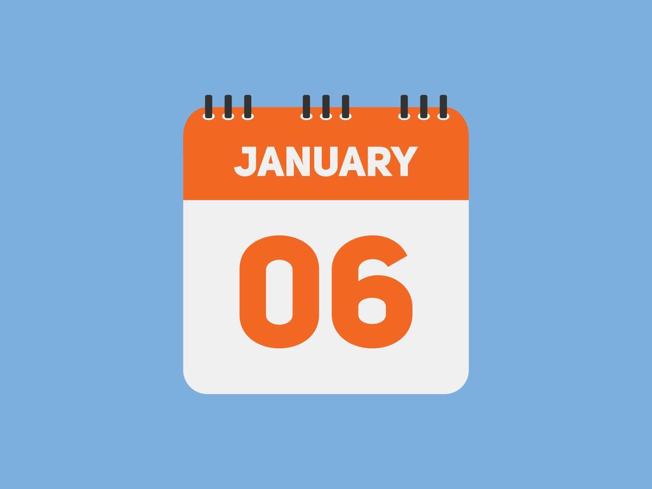 januari 6 kalender herinnering. 6e januari dagelijks kalender icoon sjabloon. kalender 6e januari icoon ontwerp sjabloon. vector illustratie